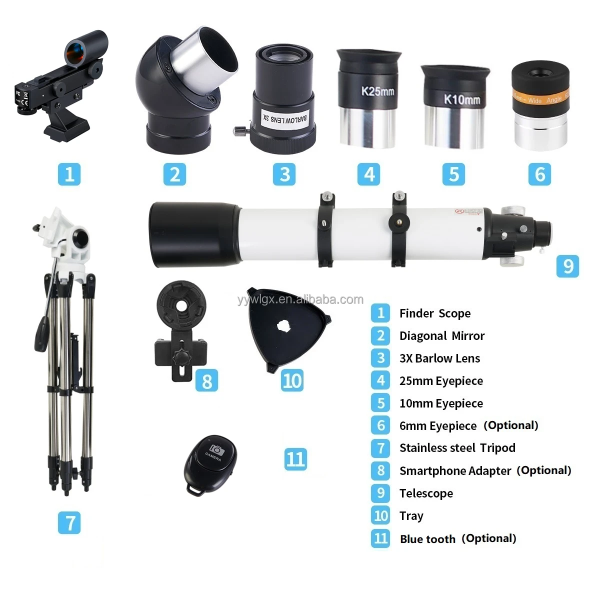 Telescope astronomical 70090 telescope 90mm Aperture and 700mm Focal Length with red dot scope Stainless steel adjustable tripod