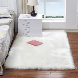Custom living room bedroom faux fur mats white large fluffy rug carpet