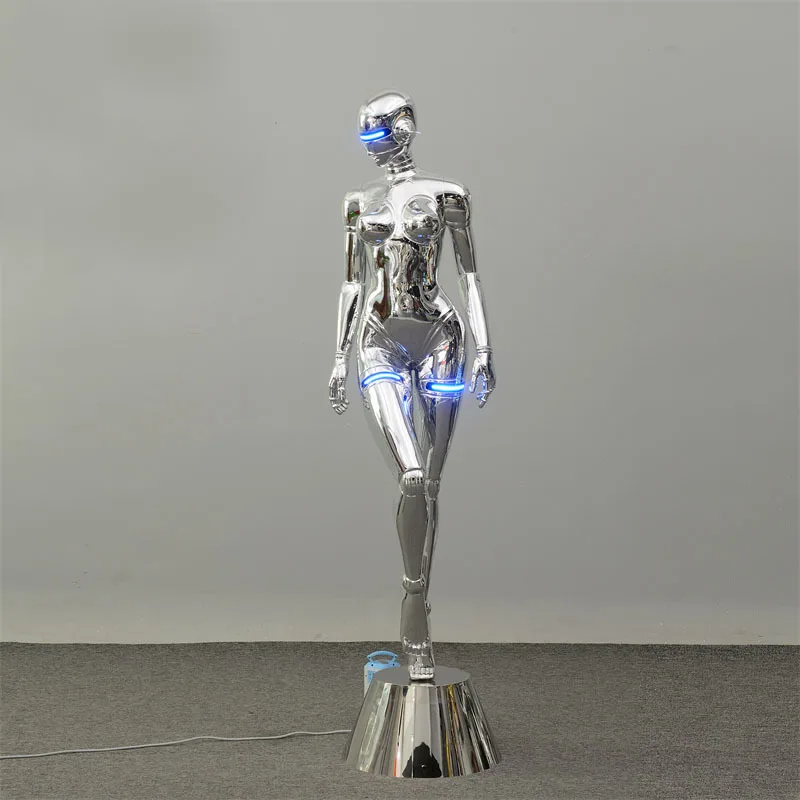 Скульптура поп-арт лидер продаж домашний декор ручная работа гальваническая яркая из стекловолокна в натуральную величину женские скульптуры роботов