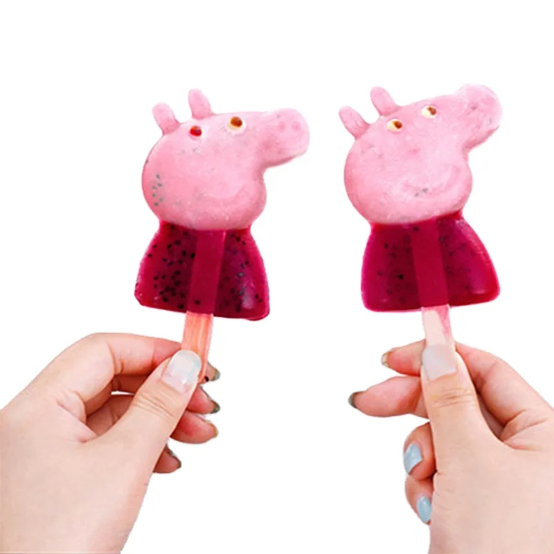 Cute cartoon kids reusable popsicle mould custom shaped silicone ice lolly cream mold with sticks