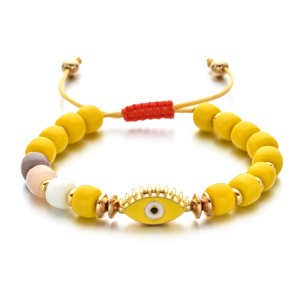 Boho Color DIY Glass Beads Evil Eyes Bracelet For Women Jewelry Turkish Eye Bohemian Friendship Pulsera Braided Rope Bracelets