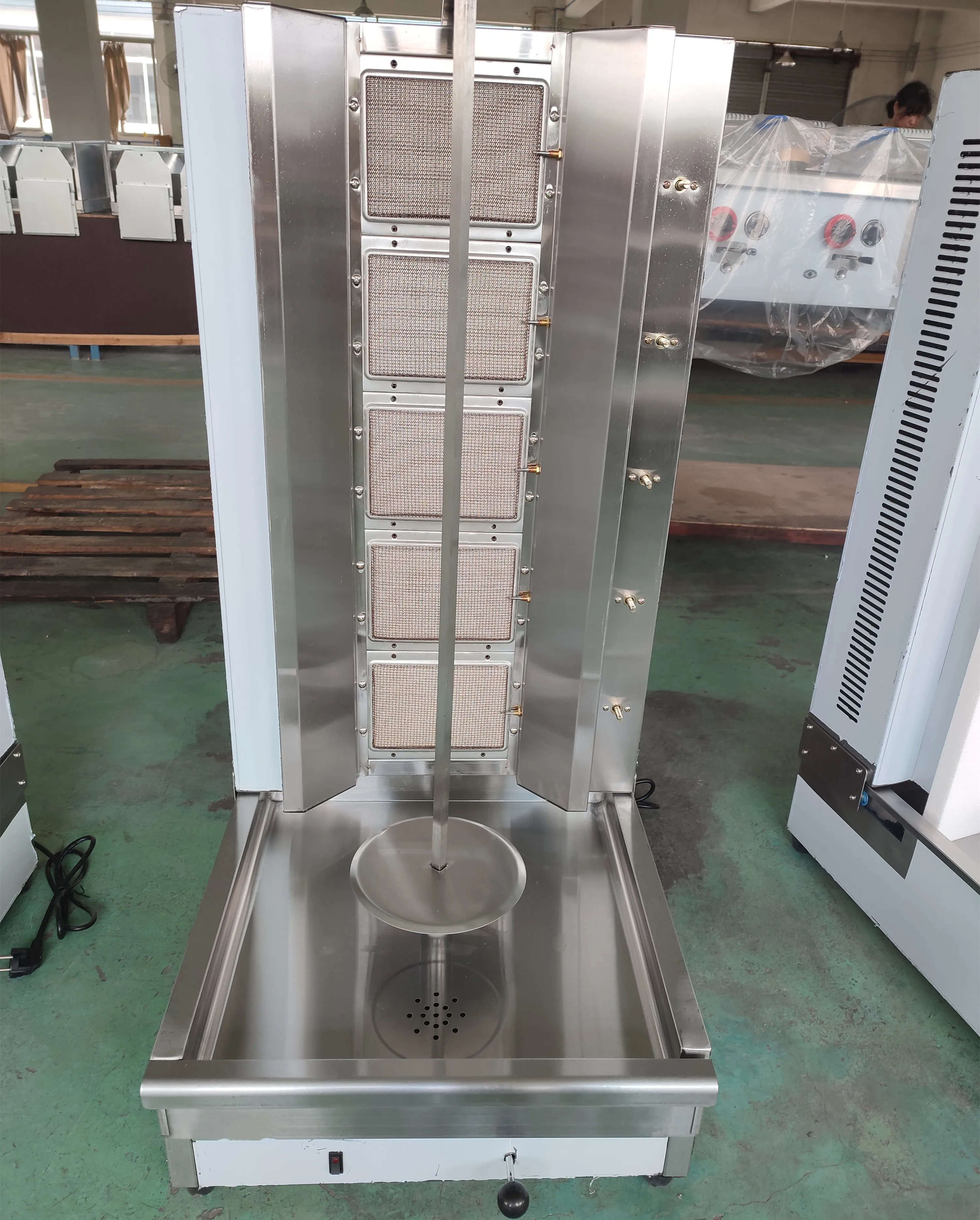 5 Burner Stainless Steel Gas Doner kebab Machine Shawarma Grill Rotisserie Grill Toaster With gas safety device