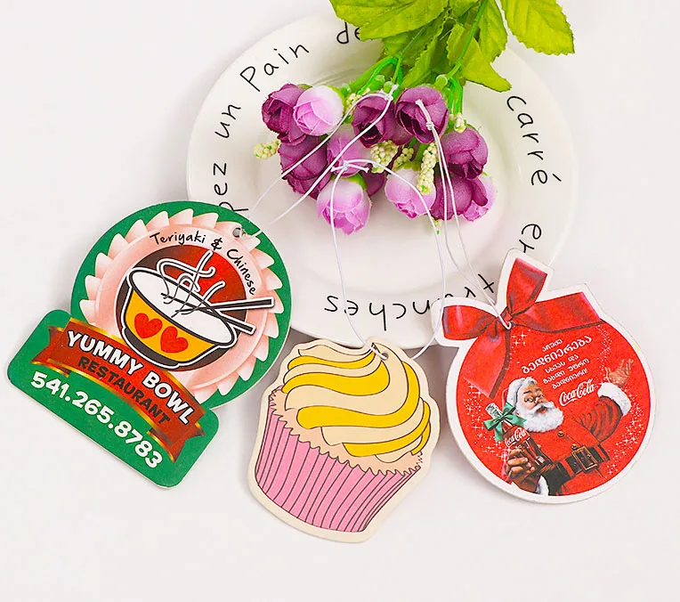 Logo printed round any shape funny auto wheel paper card perfume hanging fragrance car air freshener scents custom car freshener
