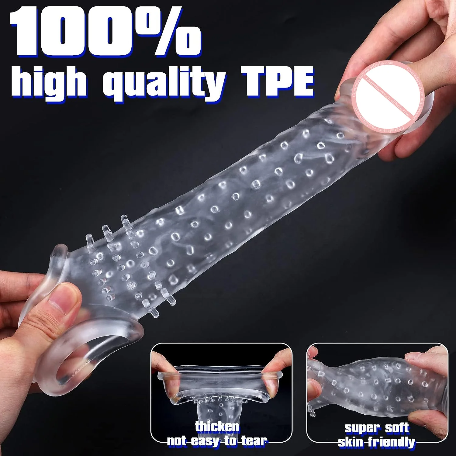 Crystal spiked condom  sex toys for men Enlarge and Thicken Couple Reusable Cock Penis Sleeve Extender Flirting extended condom