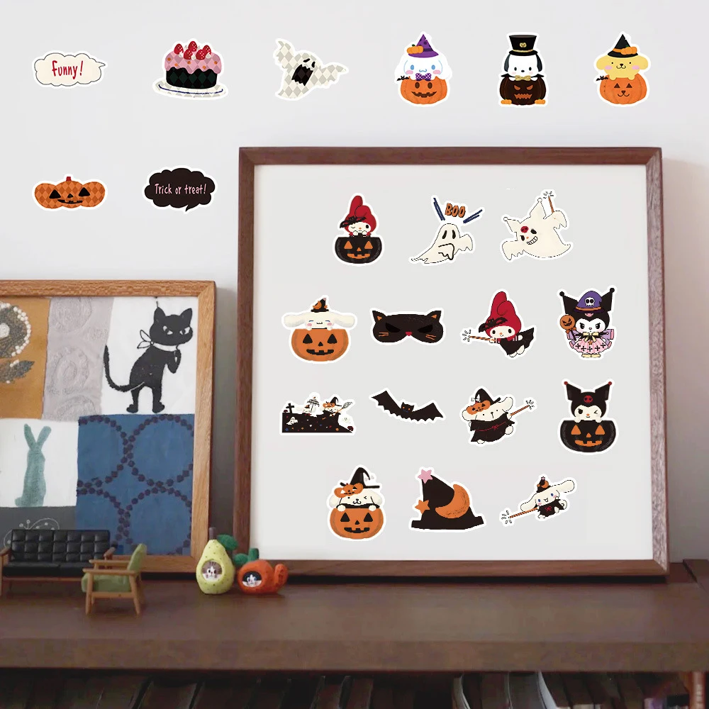 60Pcs Cartoon Halloween Kuromis Melody Graffiti Stickers For Refrigerator Phone Decor Cute Japanese Sticker