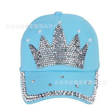Fashing Children And Women Casual Bling Bling Rhinestone Crystal Pearls Crown Baseball Caps
