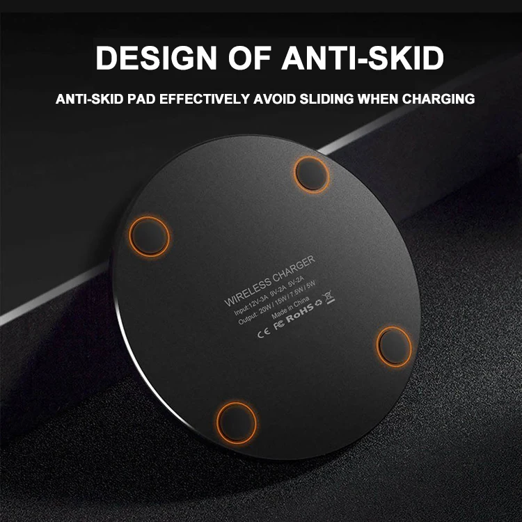 
New Hot Selling Wireless Charging Pad 5W 7.5W 10W 20W Mobile Phone Qi Fast Wireless Charger 