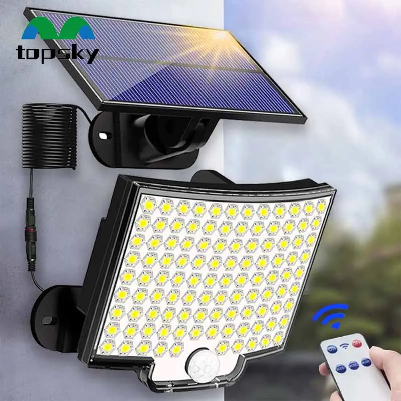 106LED Outdoor Solar Lamp Waterproof 3 Lighting Modes Motion Sensor Human Induction Solar Garden Light Yard Garage Light