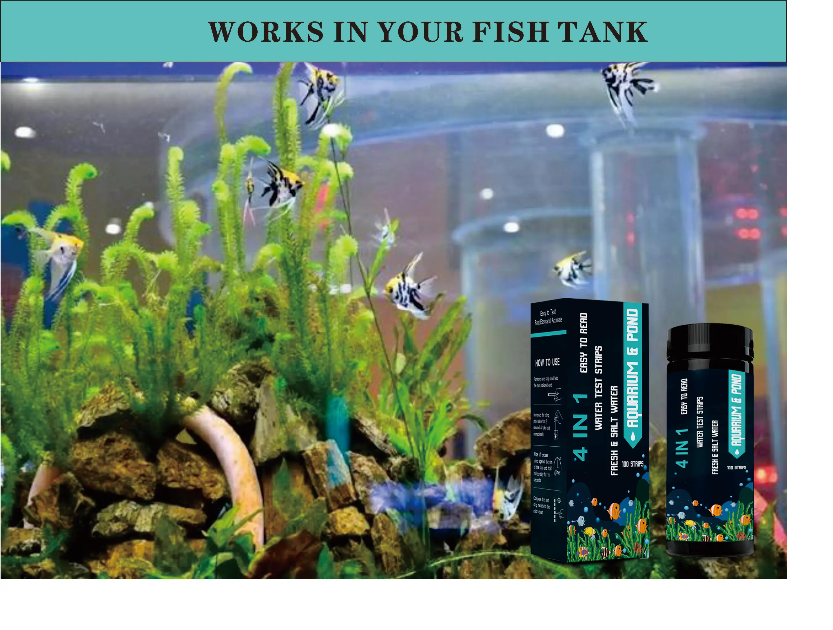 Wholesale Manufacturer 4  in 1 water quality  tester strips for aquarium fish tank