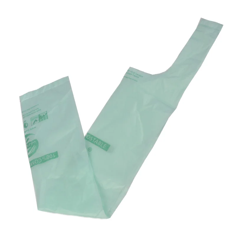 Eco friendly 100% biodegradable compostable kitchen trash bag with handle T-shirt trash bag on roll