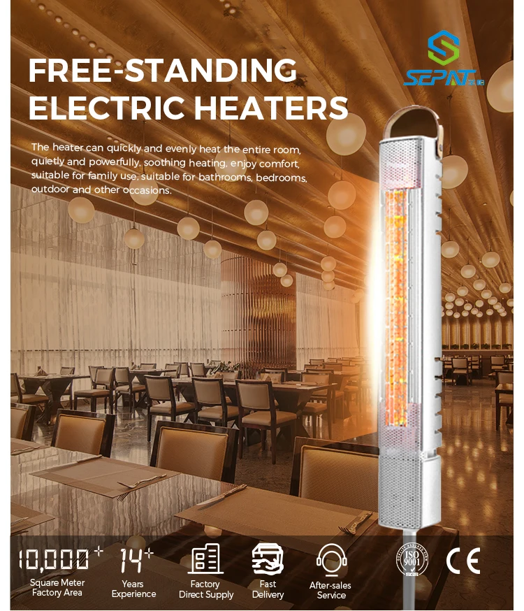 Space heater, 1500W electric convector heater with wheels freestanding/wall mounted indoor electric heater