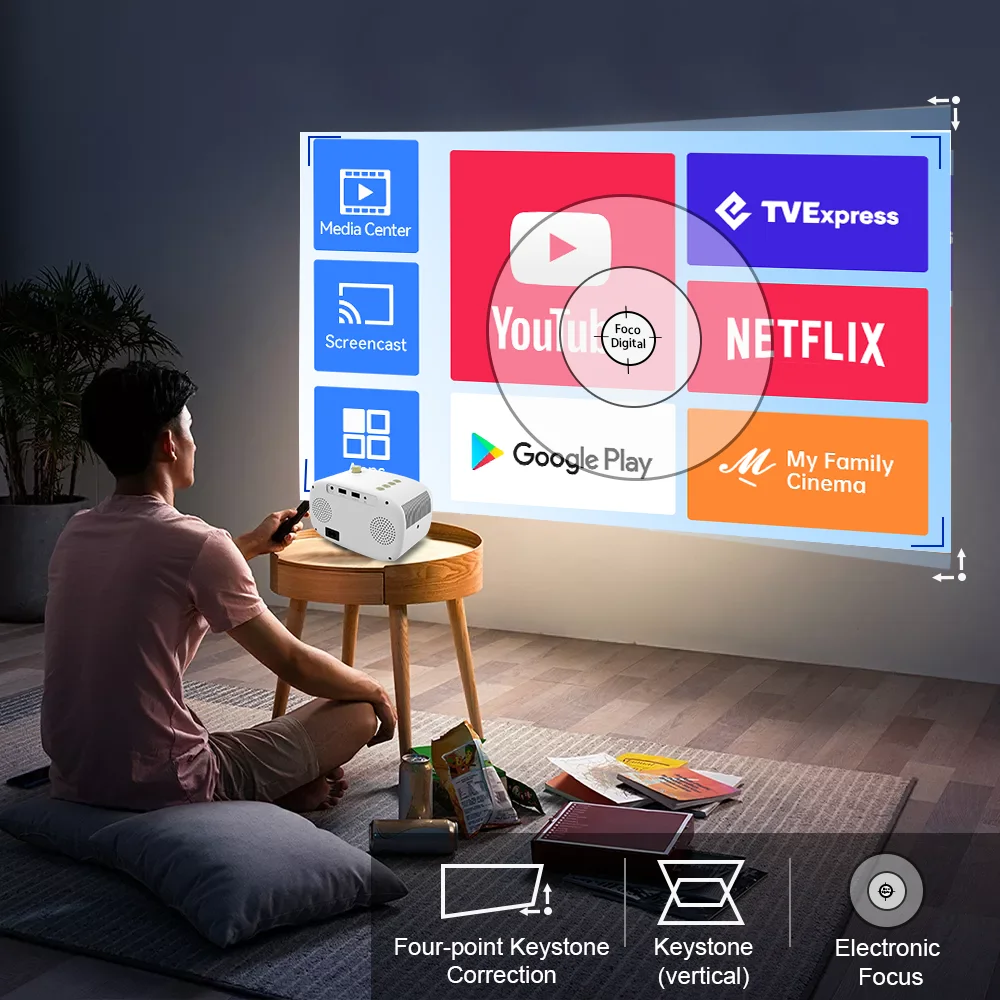 Factory LOW Price P28 MINI Projector Smart TV WIFI Portable Home Theater Cinema Sync Android 9.0 Phone Beamer LED Projector