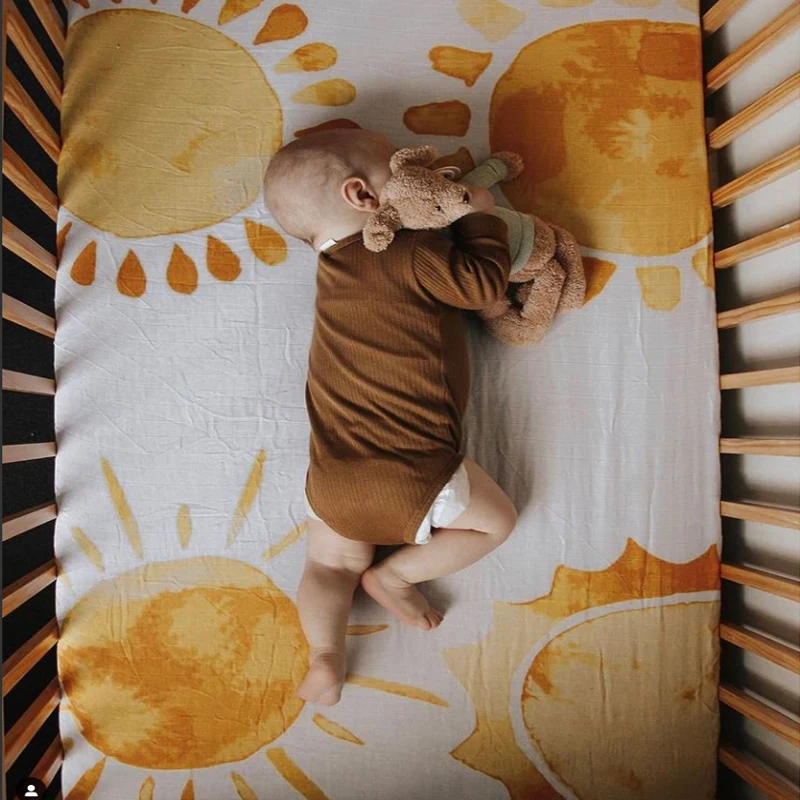 Tianyi Custom Baby Crib Sheet 100% Organic Cotton New Born Fitted Baby Bedding Crib Sheet//