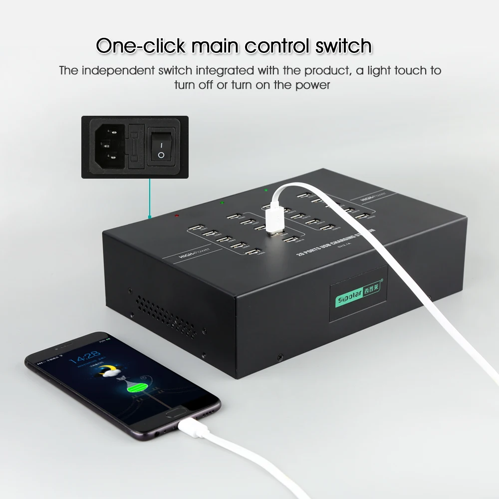 Sipolar 20-port 40a 200w Multi Usb Charger Hub Usb Charging Station Dock Universal Mobile Phone Desktop Chargers For tablets