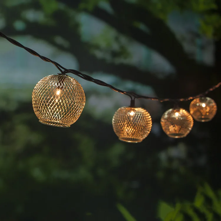 110V Incandescent String Light Round Gold Mesh Vintage Outdoor Lights String