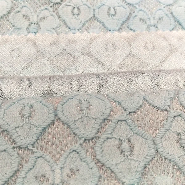 Shiny Multi Color Blue Flower Pattern Embroidery Lace Fabric In Stock