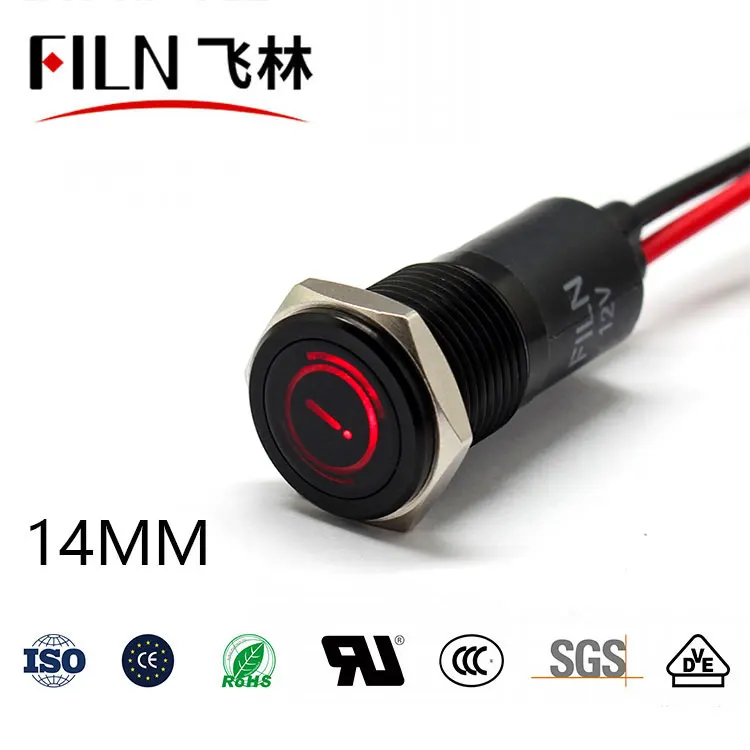 14mm Waterproof Lamp FILN 12V LED Car Boat LED Warning Dashboard Signal Lights Instrument Pilot light 220V