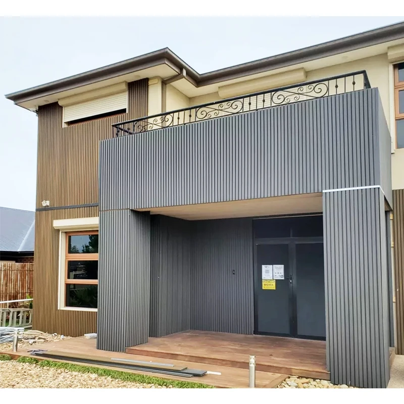 Co extrusion building design wood plastic composite fluted outdoor wpc co-extrusion facade great wall panel cladding and board