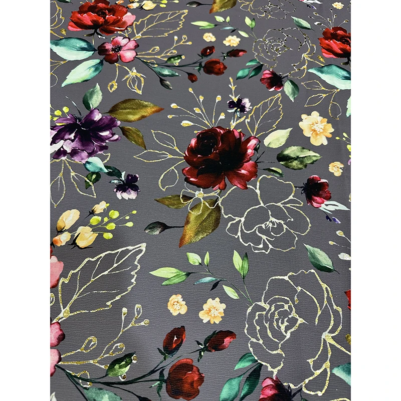American Printed Wedding Polyester Silk Stretch Floral Satin Spandex Print Fabric Roll Wholesale