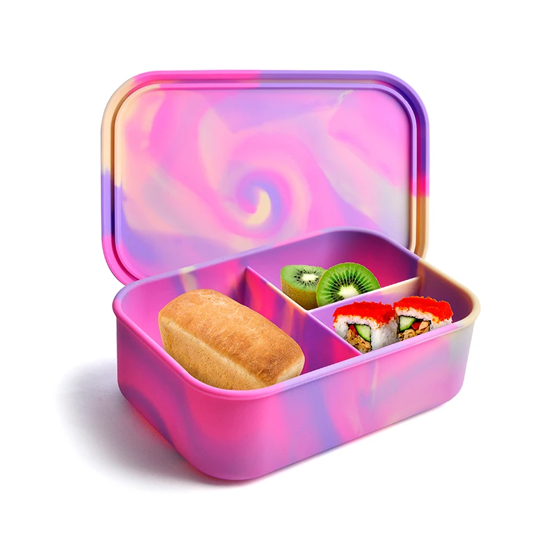 Wholesale Bento Lunch Boxes Leak proof Food Storage Microwave Fresh-Keeping Silicone Bento Lunch Box