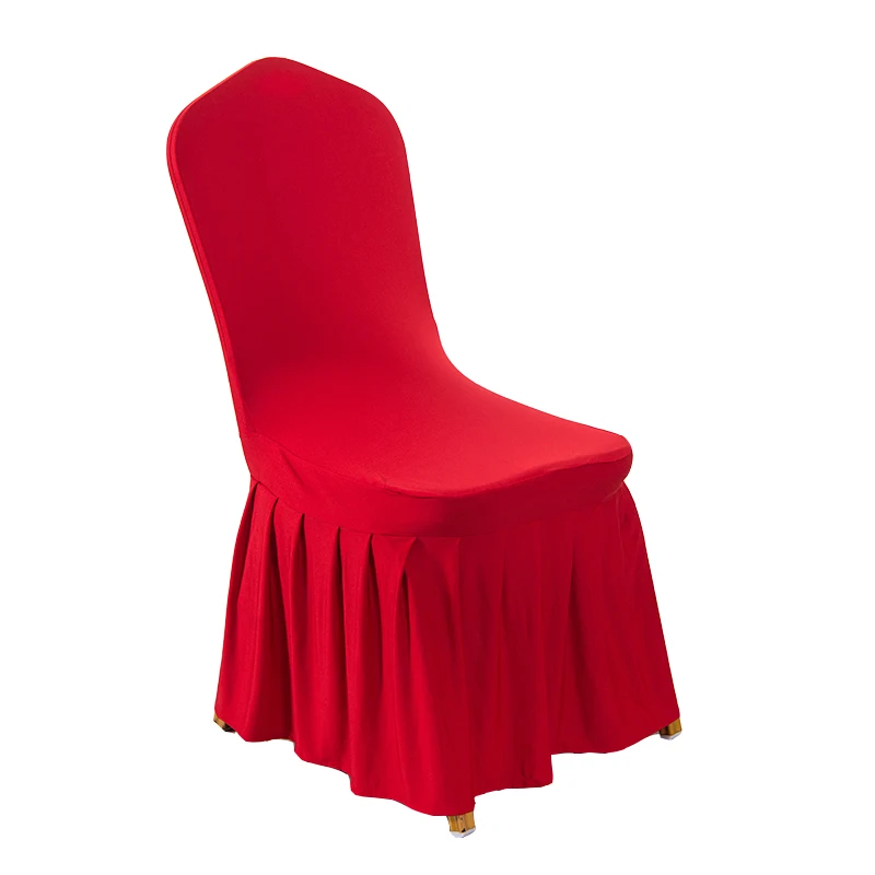 Elegant champagne ruffled pleated skirting spandex chair cover for wedding