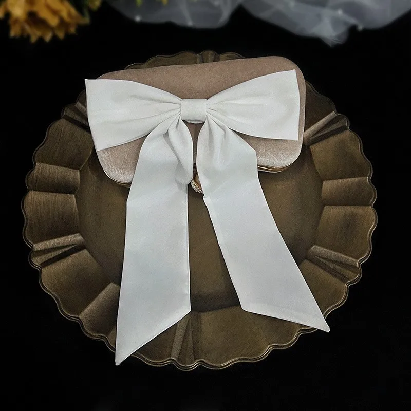 Bridal Hair Accessories Decorative Bow White Lace Fabric Bride Hair Clip Bows Wedding Satin Hair Bow
