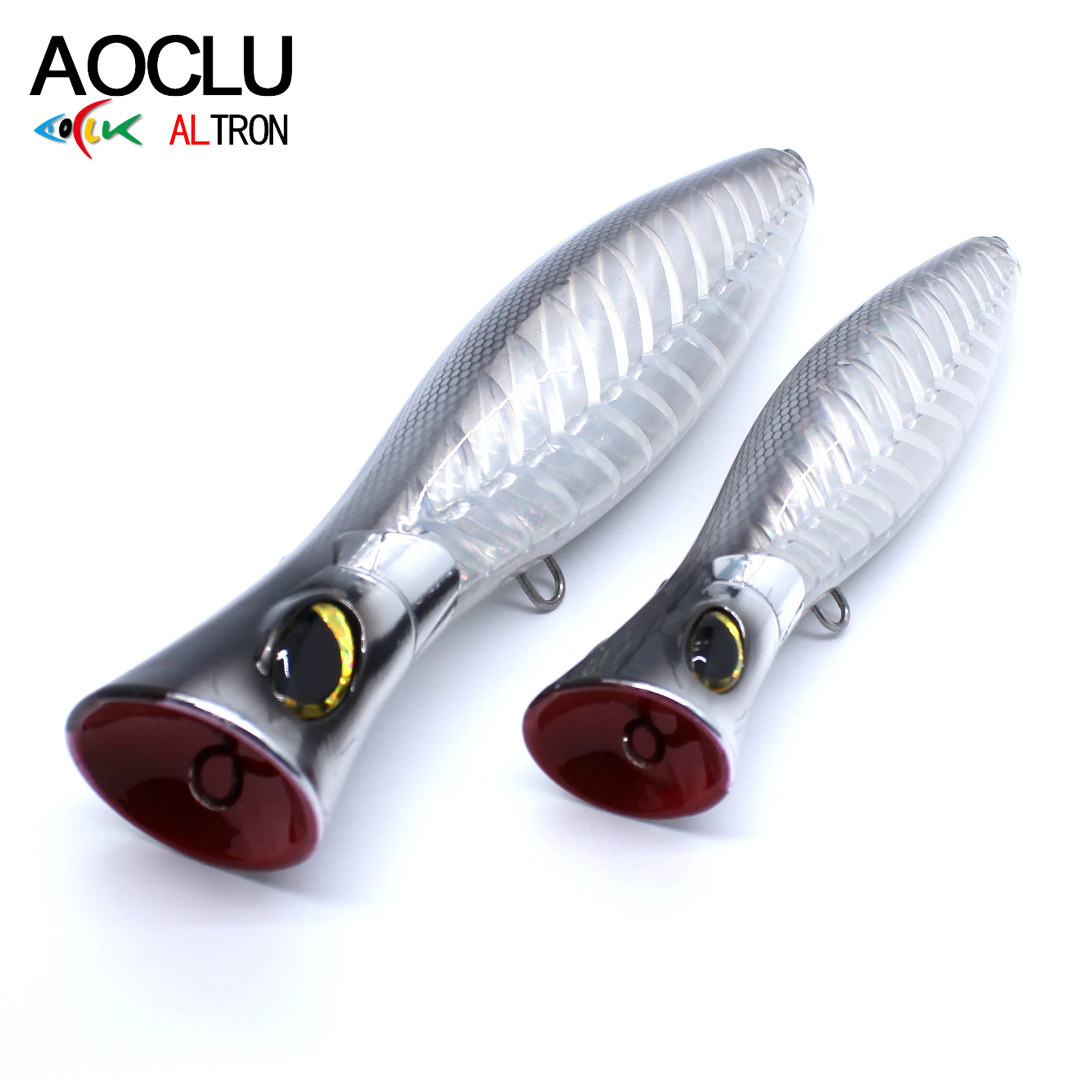 AOCLU New Flowing Big Popper 140mm 53g 180mm 105g 1PC Wire Through Fishing Lure 3D Fish Bone for Saltwater Fight