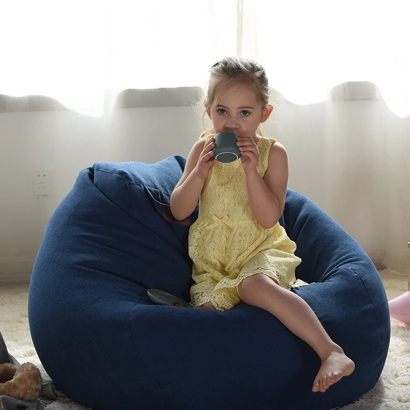 Детский Бархатный Чехол в виде бобов темно-синего цвета M