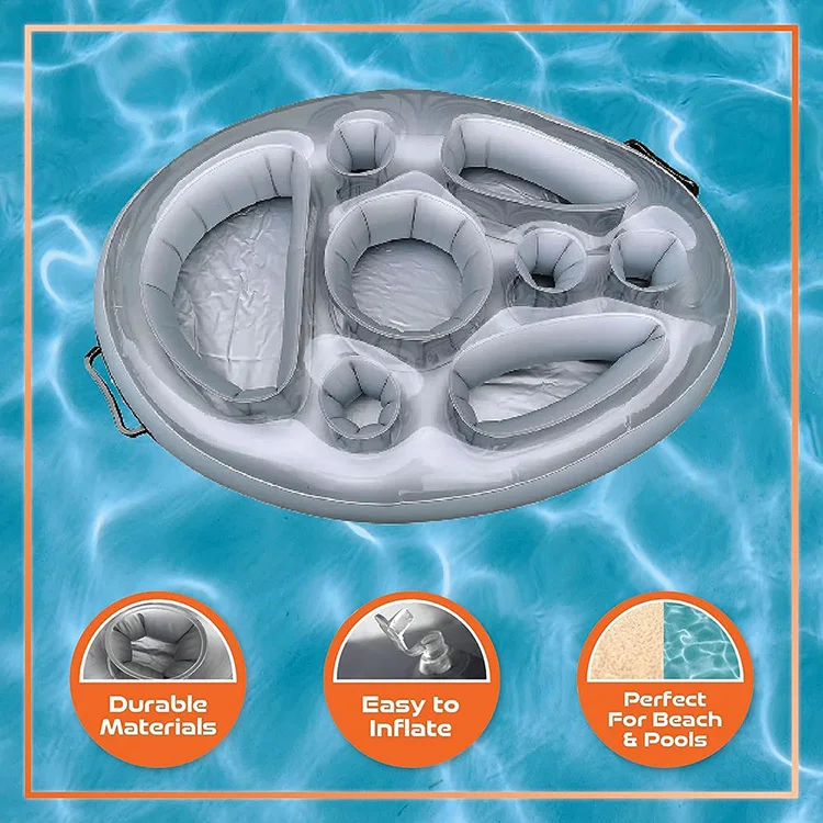 2024 Hot selling PVC inflatable transparent beverage rack, multifunctional water float cup rack, swimming pool cushion