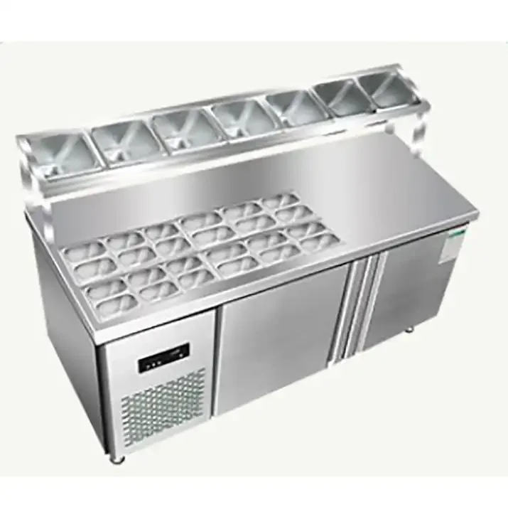 Affordable Single Temperature Sandwich Prep Table Refrigerated for Prep Pizza in Different Size of Slots