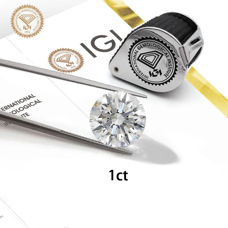 Сертифицированный IGI GIA 1ct 2ct оптовая продажа лаборатория алмазная круглая форма HPHT CVD Lab Выращенный алмаз