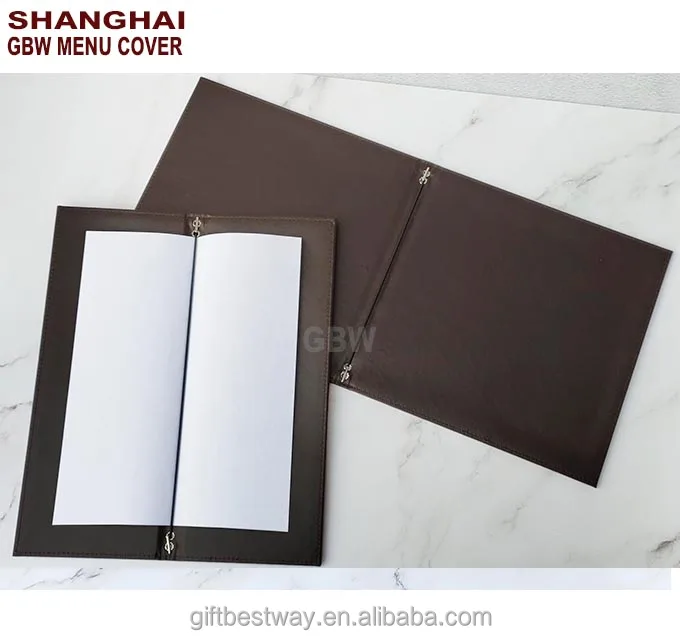 Low Moq LOGO Bar Card Customized Wood Holder With Straps Menu Cover