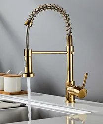 Pull out faucet pure copper single handle gold kitchen sink faucet single hole luxury brass drawing faucet