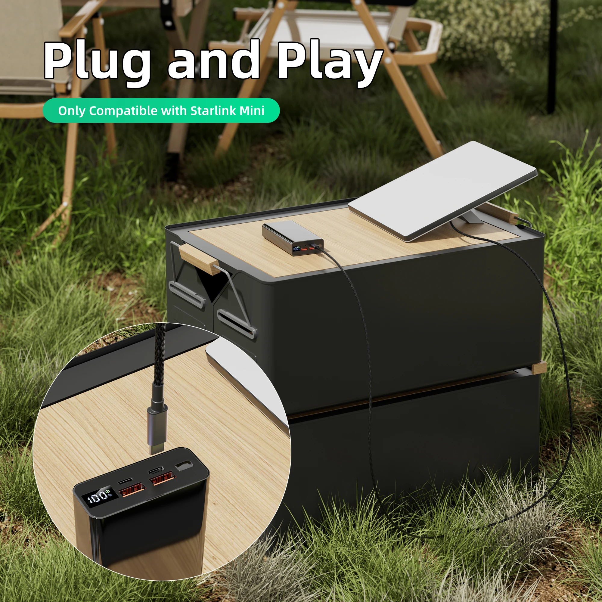 Plug and Play 1.8M Starlink Mini V4 USB C to DC Power Cable PD 140W 20V/7A USB Type-C Input to Power Charging Cord