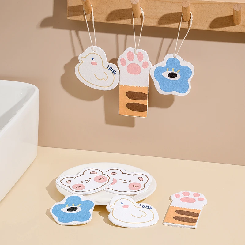 Cute Cartoon Sponges Kitchen Non-Scratch Natural Kitchen Compressed Sponges Natural Wood Pulp Fiber for Kitchen Cleaning