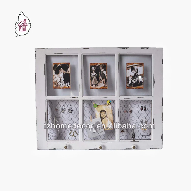 window pane shape multi opening photo frame with two metal handles on bottom