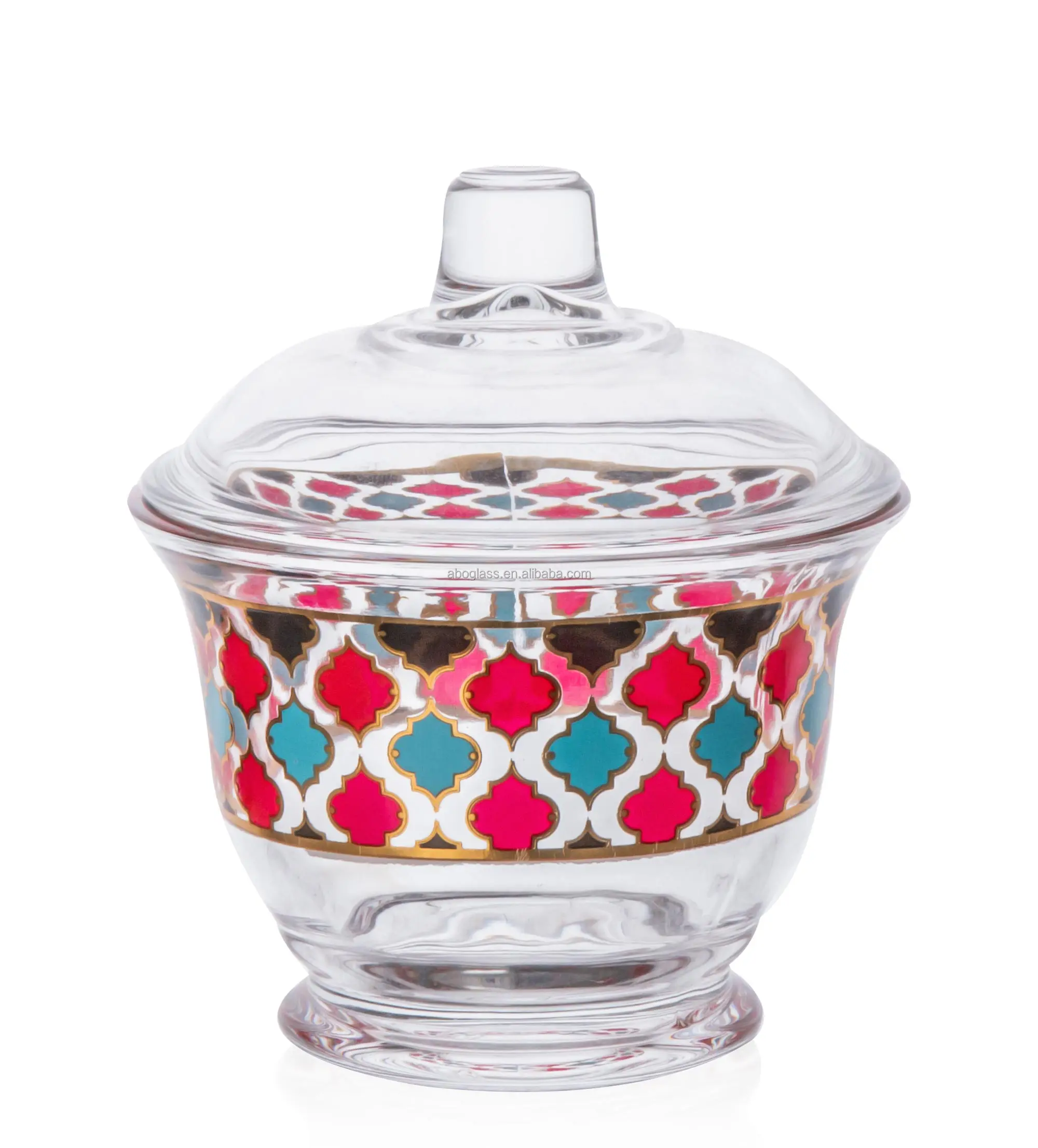ABO top grade transparent clear vintage sugar candy pot glass jar for wedding