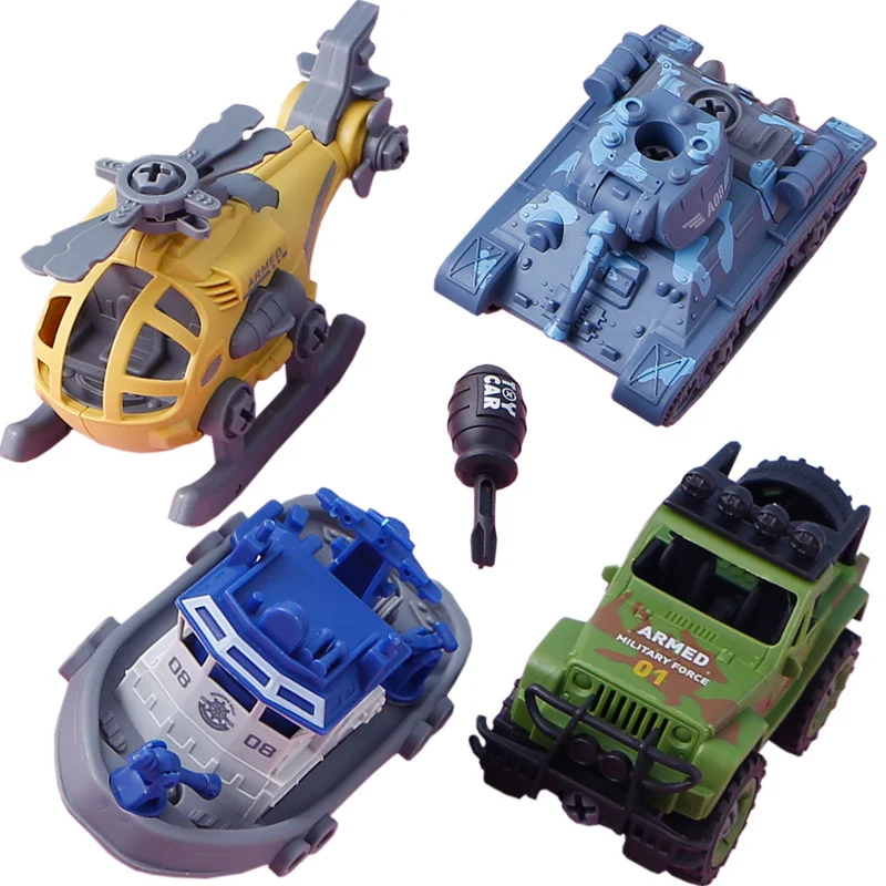 Hot Selling Diy Assembly Engineering Disassembly Inertial Toy Car Plastic Tank Vehicle Toys For Boy Gifts