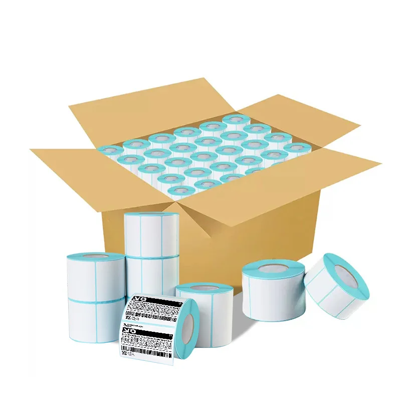 2x1 4x6 4x15 100x100mm mini finished roll freezing permanent hotmelt adhesive 75u synthetic paper, PP film thermal label