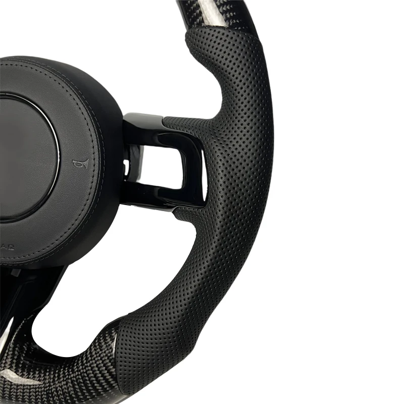 For Ford Mustang 2015 2016 2017 2018 2019 2020 2021 2022 Modified Carbon Fiber Steering Wheel Sport Flat Bottom