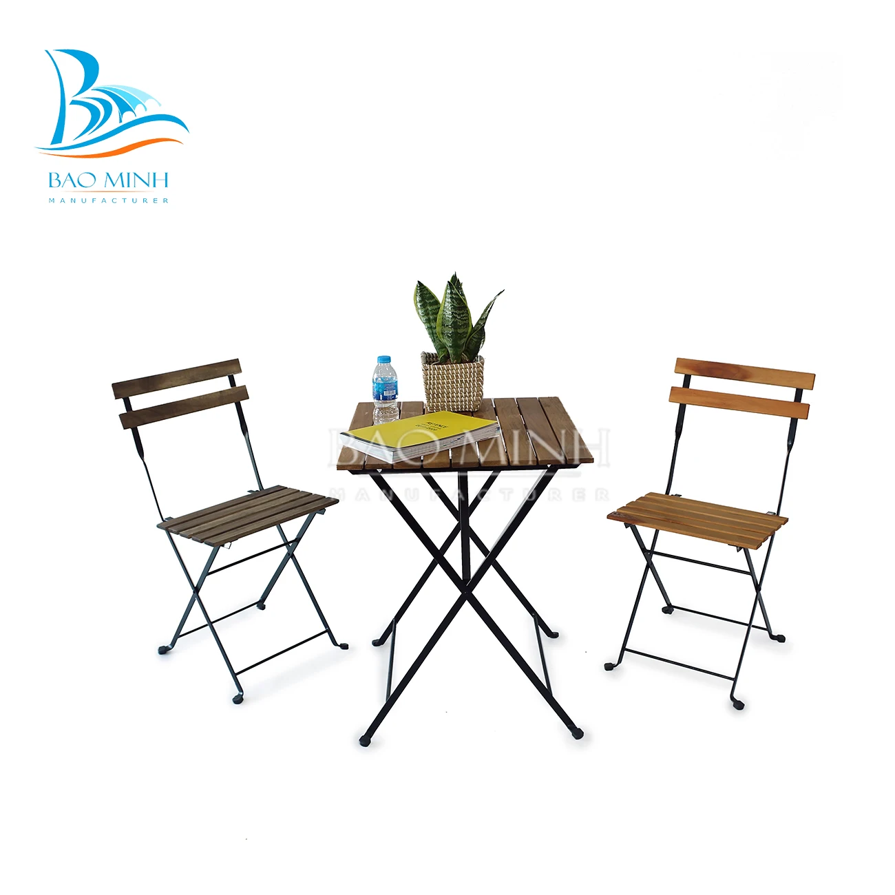 Wooden Acacia Bistro set with Metal frame Garden furniture set