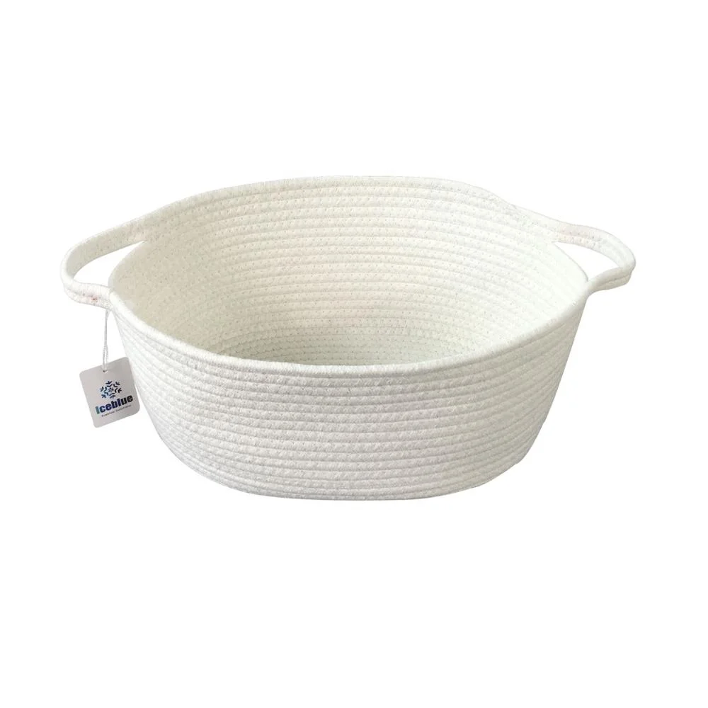 ICEBLUE HD White Home Storage Cotton Rope Storage Basket Woven Basket