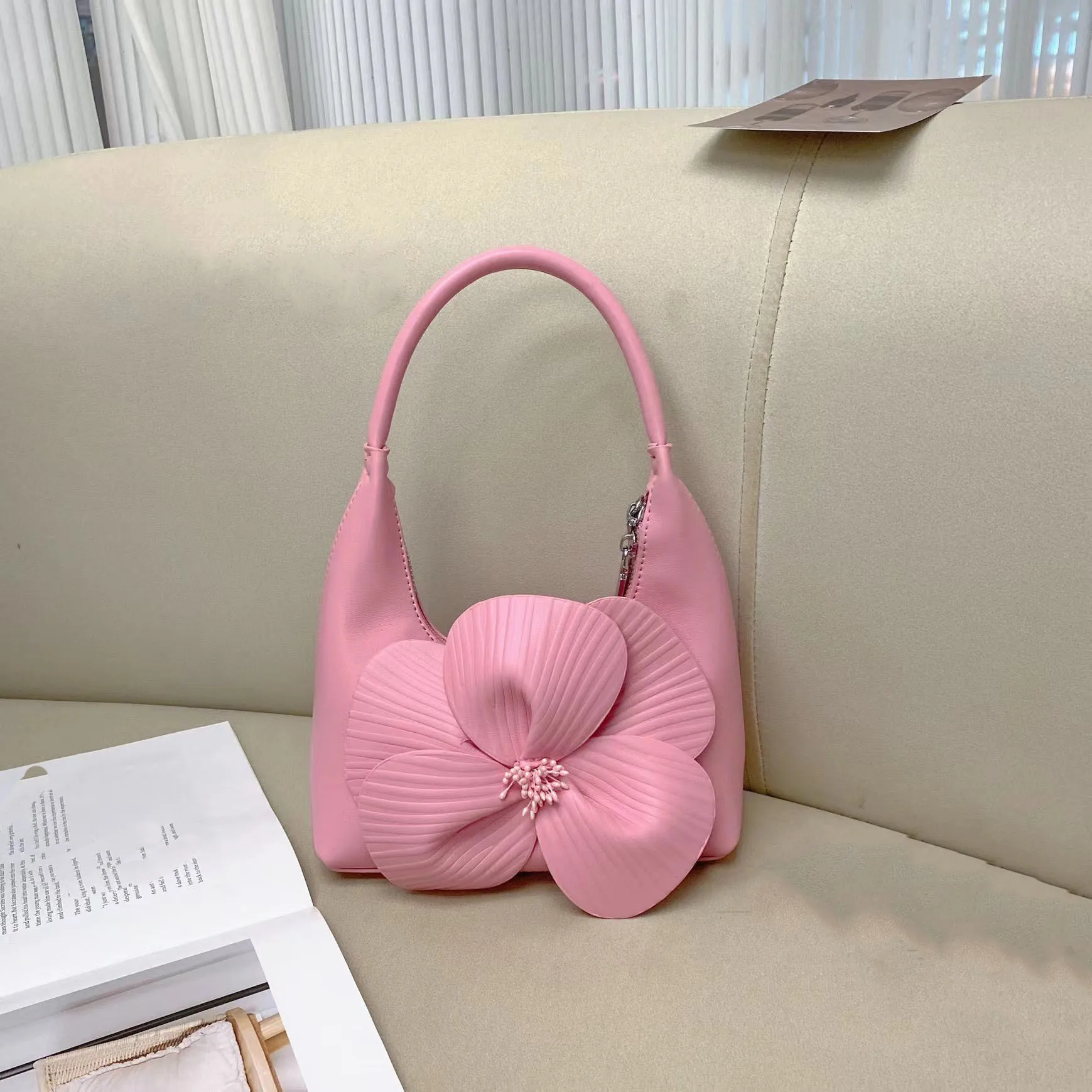 New Arrival Women French style Floral Tote Bag with Creative Flower Design Handbag Purse Single Shoulder Crossbody Chain Bag