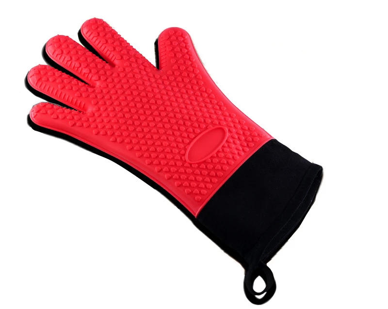 Silicone Oven Mitts, Cotton Lining Heat Resistant Non-Slip Silicone Kitchen Gloves Great for Baking, Cooking, BBQ