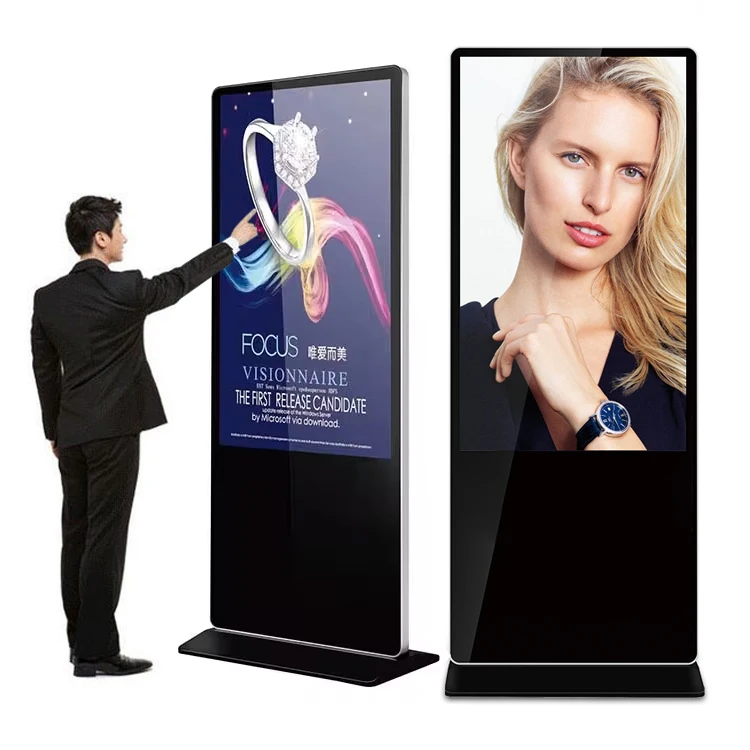 32 Inch 4k Floor Standing Type Indoor Lcd Advertising Player Equipment Stand Totem Digital Signage Display