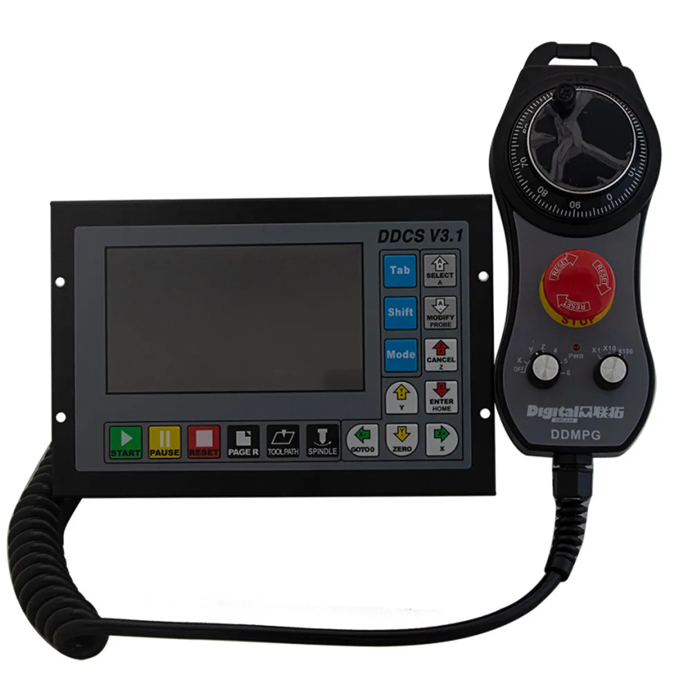 Manufacturer from China DDCS V3.1 4 Axis CNC Lathe Controller  With E-Stop MPG Handwheel Encoder For Wood Engrave Machine