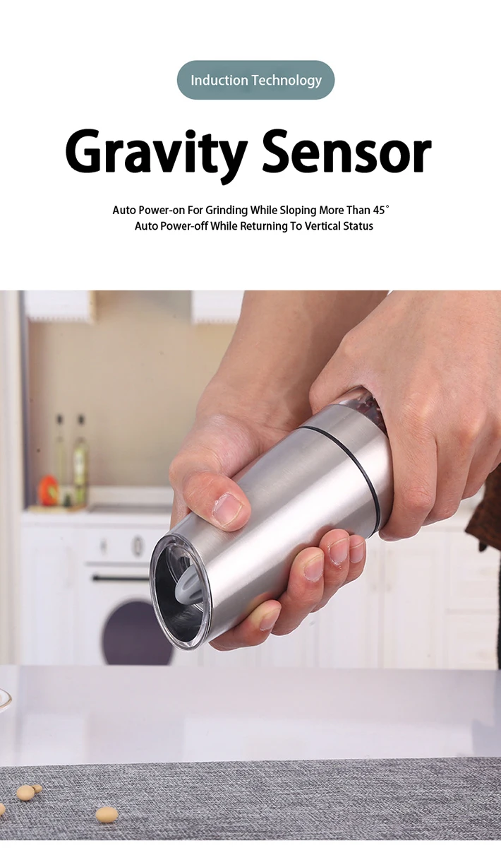 Automatic Battery Electronic Stainless Steel Pink And Black Pepper Mill Bottle Gravity Mini Electric Dry Spice Salt Grinder Set