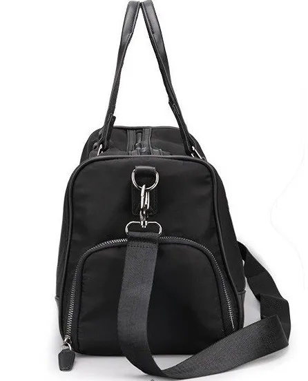 High Quality PU Leather Gym Bag Ladies Travelling Nylon Weekender Bag Large Capacity Overnight Bag