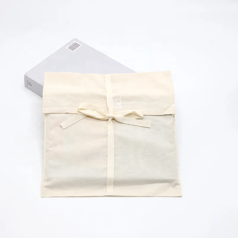 Custom Natural Color Cotton Muslin Envelope Cloth Packaging Bag Organic Cotton Envelope Garment Dust Bag
