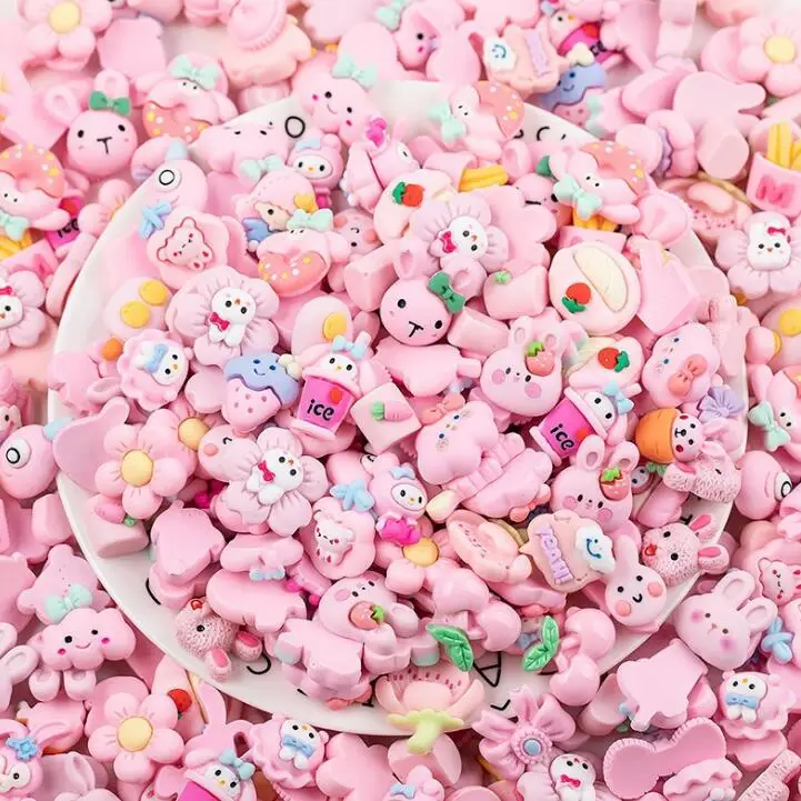 100pcs Pack Mixture Cartoon Resin Charms DIY Cream Glue Phone Shell Charms Cups Decoration Charms